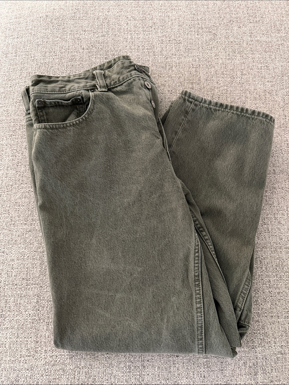 Madewell Olive Green Denim Jeans with Branded Waist Label